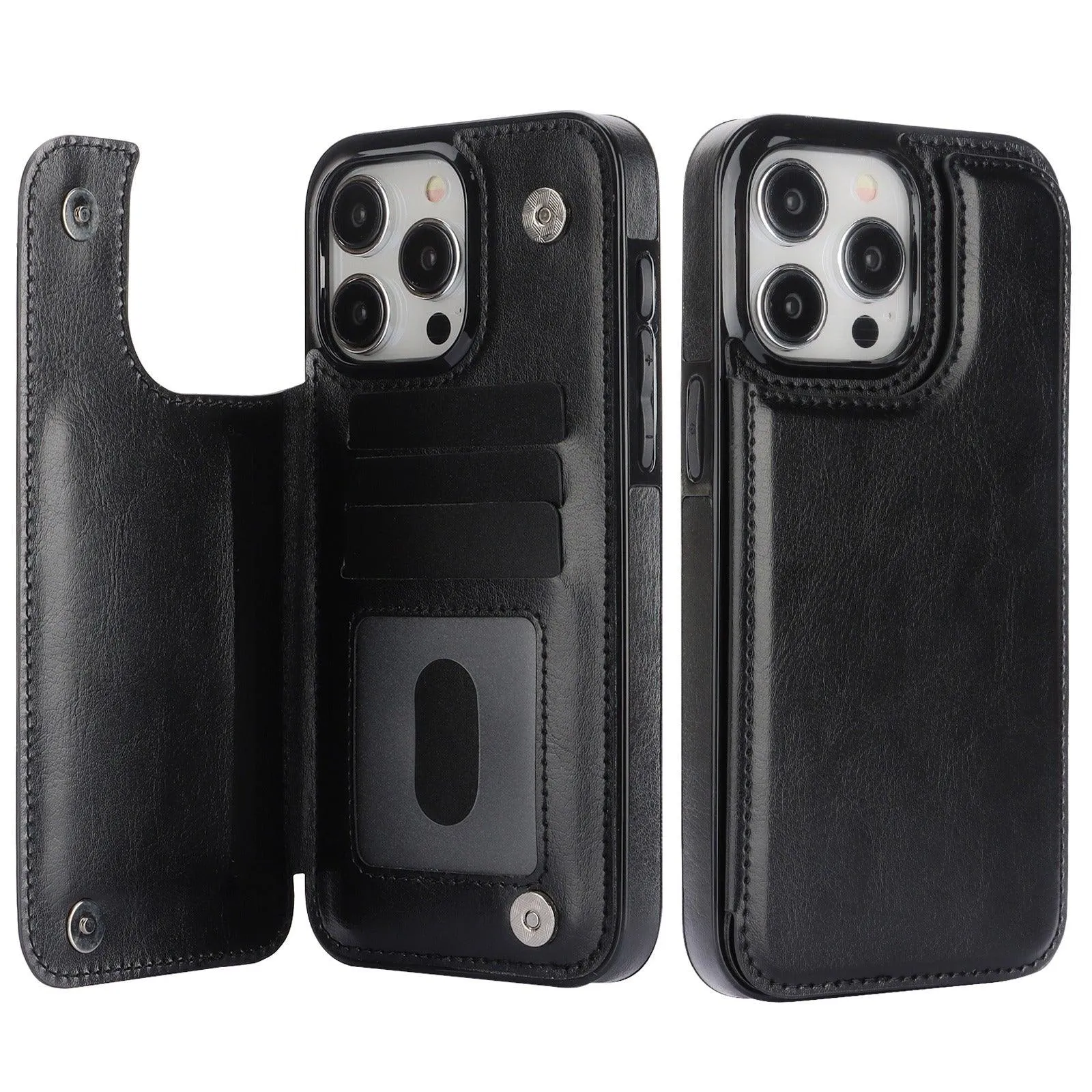 Vistor Leather Flip Wallet Case For iPhone 14-16 Series