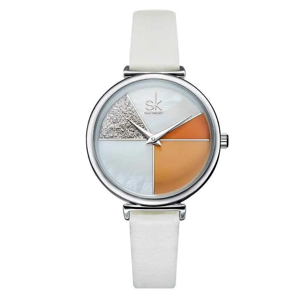 Watch Women Shell Dial leather Ladies Watch Japanese Quartz Movement Ultra Slim Buckle Strap