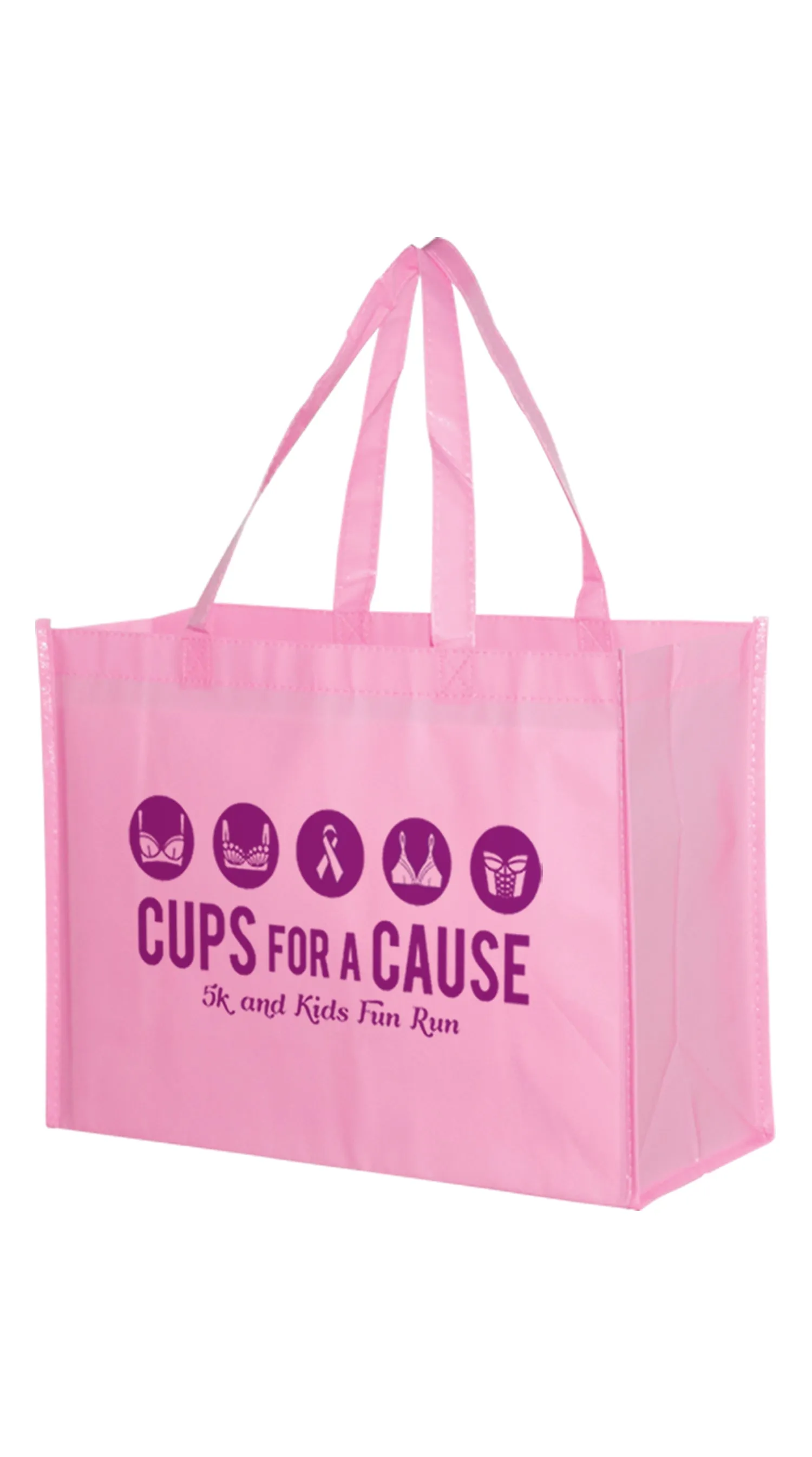 Wholesale AWARENESS PINK GLOSS LAMINATED DESIGNER TOTE BAG-CUSTOMIZED - LN16612BCA