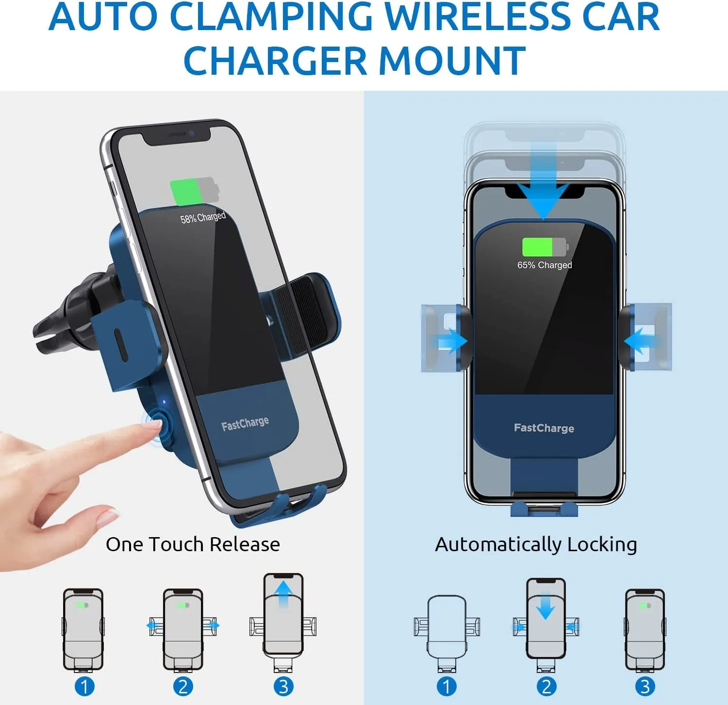 Wireless Car Charger, Chgeek 15W Fast Auto Clamping Car Charger Phone Mount Windshield Air Vent Phone Holder for Iphone 14 13 12 Mini Pro Max 11 Xs, Samsung Galaxy S22  S21 S10  Note 20, Etc