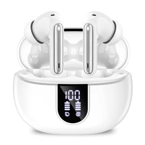 Wireless Earbuds, Bluetooth 5.3 Headphones 40Hrs Playtime Deep Bass Stereo in-Ear Earbud, LED Power Display, Call Noise Canceling Headphones with Mic, IP7 Waterproof Earphones for iPhone Android