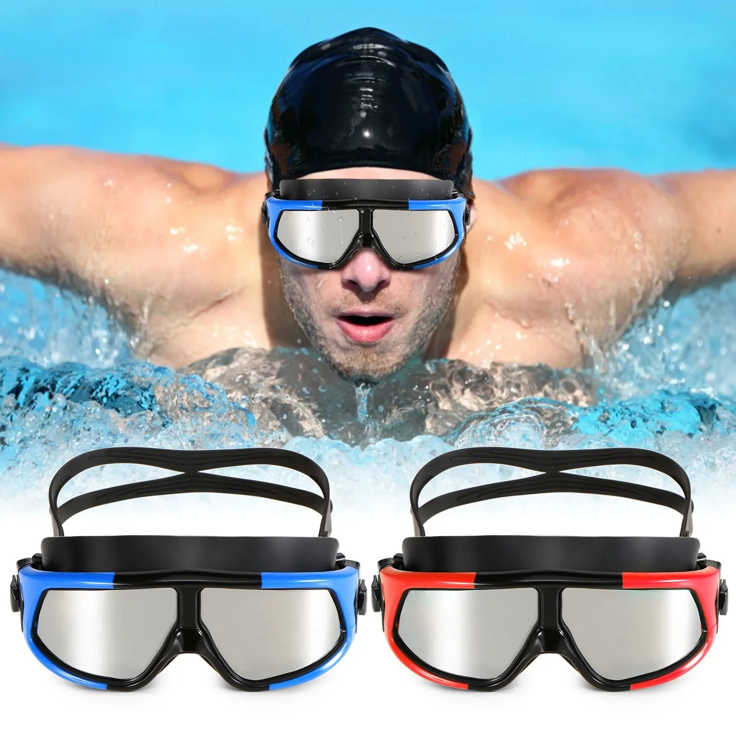 Women Men Professional Swim Goggles Adjustable Anti-Fog Wide View Swimming Goggles for Adults Snorkeling Diving 2022 New