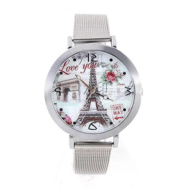 Women Watches Flower Tower Dial Vintage Watch Lady Quartz Wristwatches