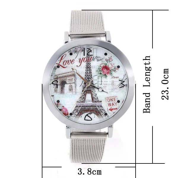 Women Watches Flower Tower Dial Vintage Watch Lady Quartz Wristwatches