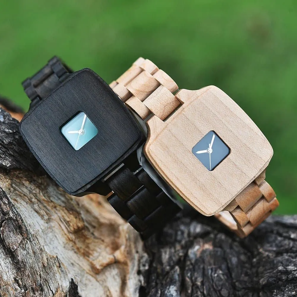 Women Wood Watches - BOBO BIRD Luxury Square Wooden Watch