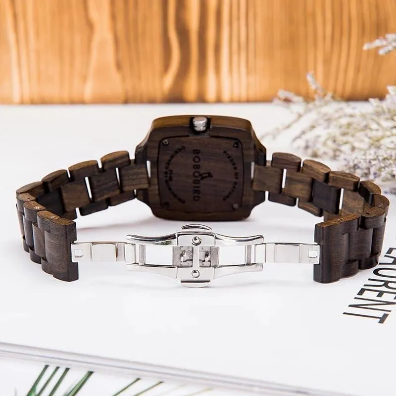 Women Wood Watches - BOBO BIRD Luxury Square Wooden Watch