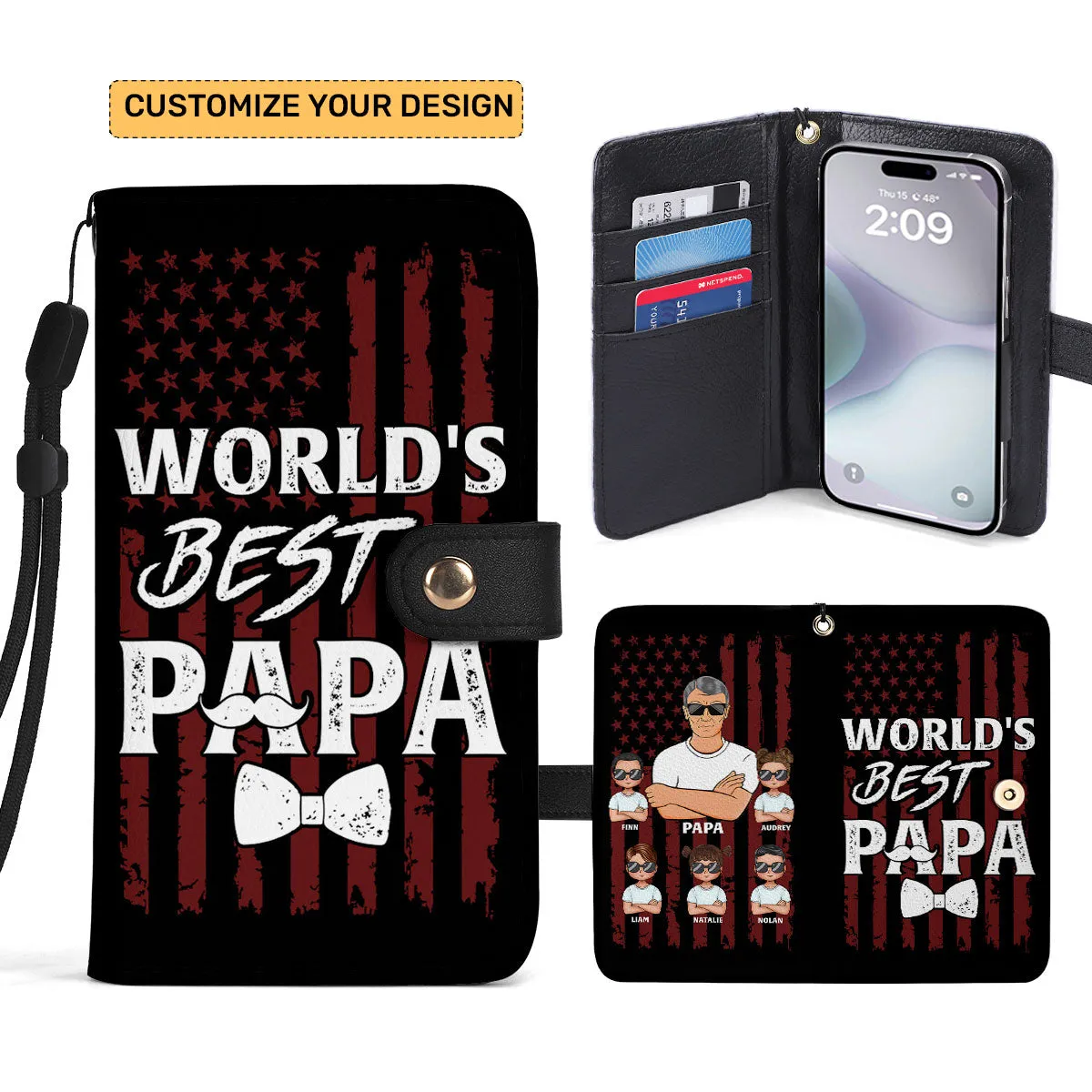 World's Best Papa - Personalized Wallet Case SBWACLN1154D