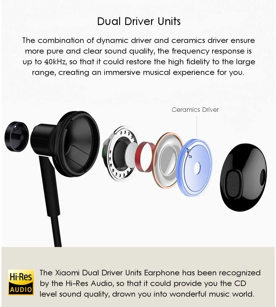 Xiaomi Mi Dual Driver Earphones Global 3.5mm Jack Black