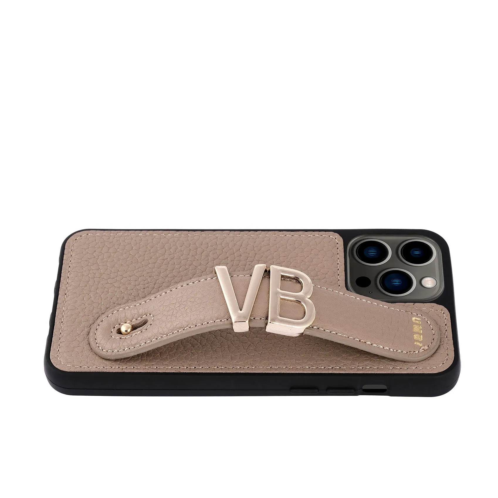 YOUZ. Personalized Leather iPhone Case - Beige/Gold