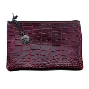 Zipper Pouch, Burgundy Alligator