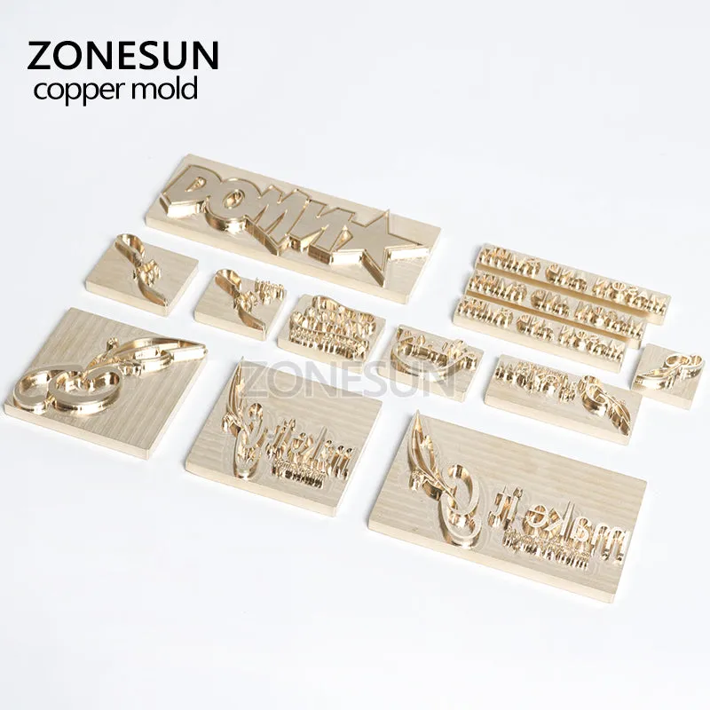 ZONESUN Customized Hot Foil Stamping Brass Mold Custom Logo Brand Leather Embossing Wood Burning Tool