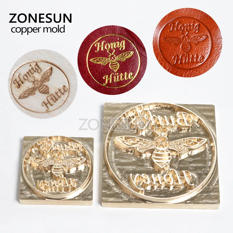 ZONESUN Customized Hot Foil Stamping Brass Mold Custom Logo Brand Leather Embossing Wood Burning Tool